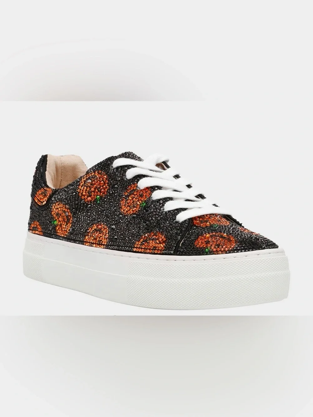 Betsey Johnson Black and Orange Pumpkin Platform Sneakers Women's